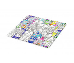 Watercolor Sketch Houses Cutting Board