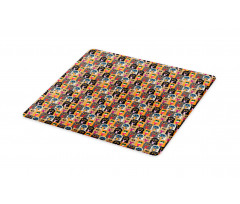Colorful Cats Holding Hearts Cutting Board