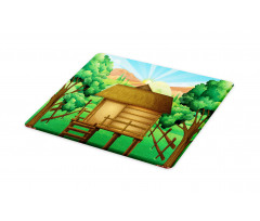 Wooden Hut Shelter and Sun Cutting Board