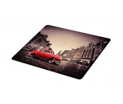 Retro Car on Cobblestone Road Cutting Board