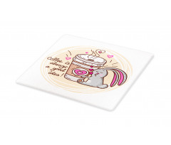 Coffee Lover Rabbit Words Cutting Board