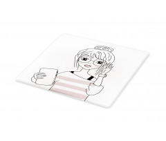 Sketchy Hipster Girl Tablet Cutting Board