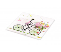 Girl Riding Bike Flowers Cutting Board