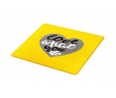 Greyscale Heart on Yellow Cutting Board