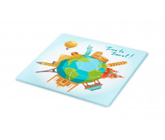 World Landmarks Around Globe Cutting Board