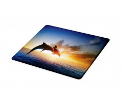 Couple of Dolphins Jump on Sea Cutting Board