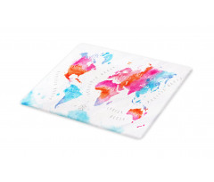 Watercolored World Map Cutting Board