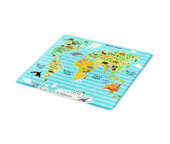 Kids World Map of Animal Cutting Board