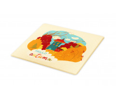 Fall Leaves Trees and House Cutting Board