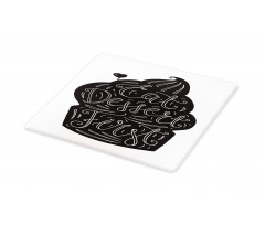 Monochrome Cupcake Doodle Cutting Board