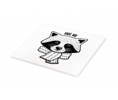 Raccoon with Hug Me Words Cutting Board