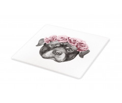 Portrait of Dog in Roses Cutting Board