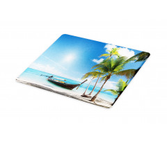 Wooden Boat on Exotic Beach Cutting Board