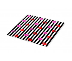 Lipstick Prints on Stripes Cutting Board