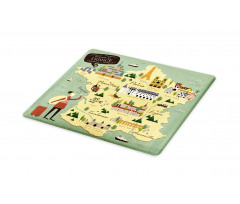 Travel Landmarks Map Doodle Cutting Board