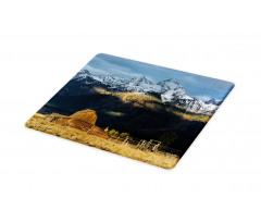 Rustic Wooden Hut Mountains Cutting Board