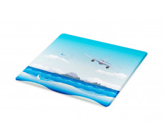 Plane Fly on Sea and Shark Cutting Board