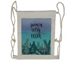 Swim in Every Ocean on Ombre Drawstring Backpack