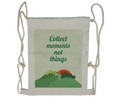 Wording with Mountainous View Drawstring Backpack