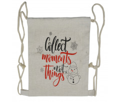 Winter Thematic Lettering Drawstring Backpack