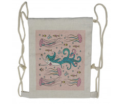 Abstract Mermaid Fish Drawstring Backpack