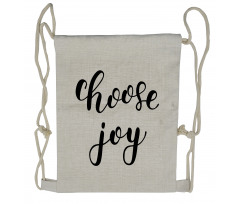 Monochrome Happy Wording Drawstring Backpack