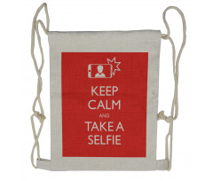 Keep Calm and Take a Selfie Drawstring Backpack