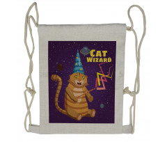 Cat Wizard Funny Cartoon Drawstring Backpack