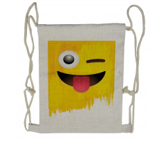 Winked Tongue Smiley Drawstring Backpack