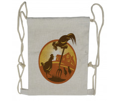 Retro Countryside Drawstring Backpack