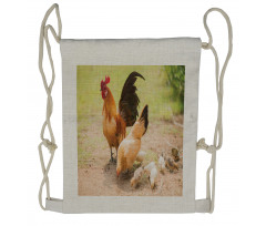 Chicken Family Photo Drawstring Backpack