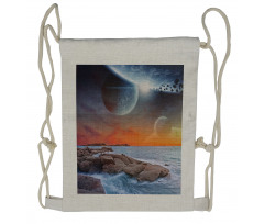 Planet Landscape View Drawstring Backpack