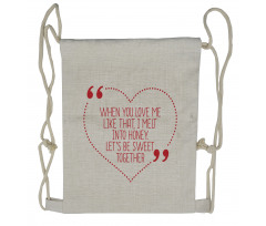 Romantic Words in Dash Heart Drawstring Backpack