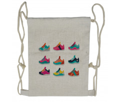 Arrangement of Footwear Drawstring Backpack