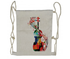 Cheerful String Instrument Drawstring Backpack