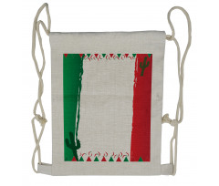 Mexican Colors Flags Cacti Drawstring Backpack