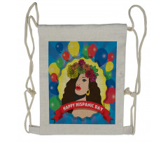 Pop Art Girl and Balloons Drawstring Backpack