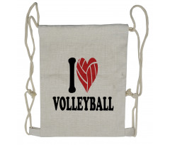 I Love Volleyball Text Drawstring Backpack