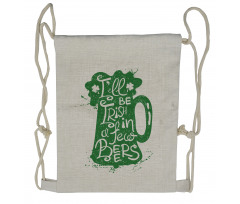 Funny Words on Beer Mug Drawstring Backpack