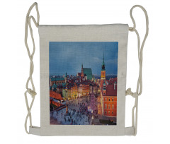 Old Town in the Evening Rush Drawstring Backpack