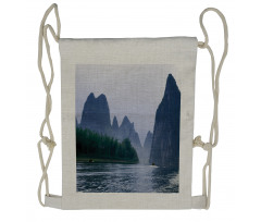 Karst Mountains Li River Drawstring Backpack