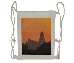 Tangerine Sky Mountainous Drawstring Backpack