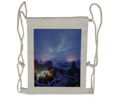 Nighttime Display of City Drawstring Backpack