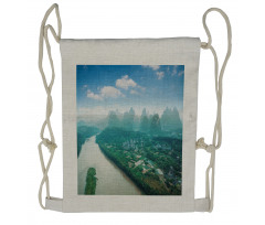 Aerial View of Yangshuo Area Drawstring Backpack