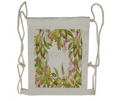 Feijoa Exotic Fruit Floral Drawstring Backpack