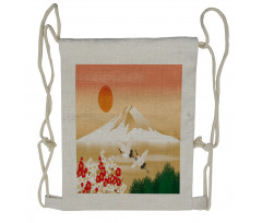 Japanese Landscape and Birds Drawstring Backpack