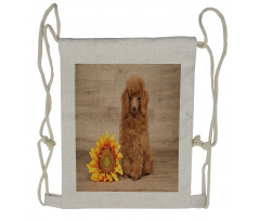 Sunflower on Wooden Backdrop Drawstring Backpack