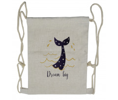 Words and Mermaid Tail Drawstring Backpack