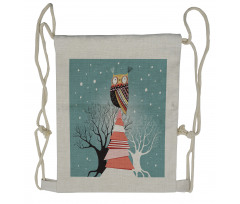 Owl Sitting on a Tree Drawstring Backpack