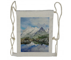 Mountain Lake in the Alps Drawstring Backpack